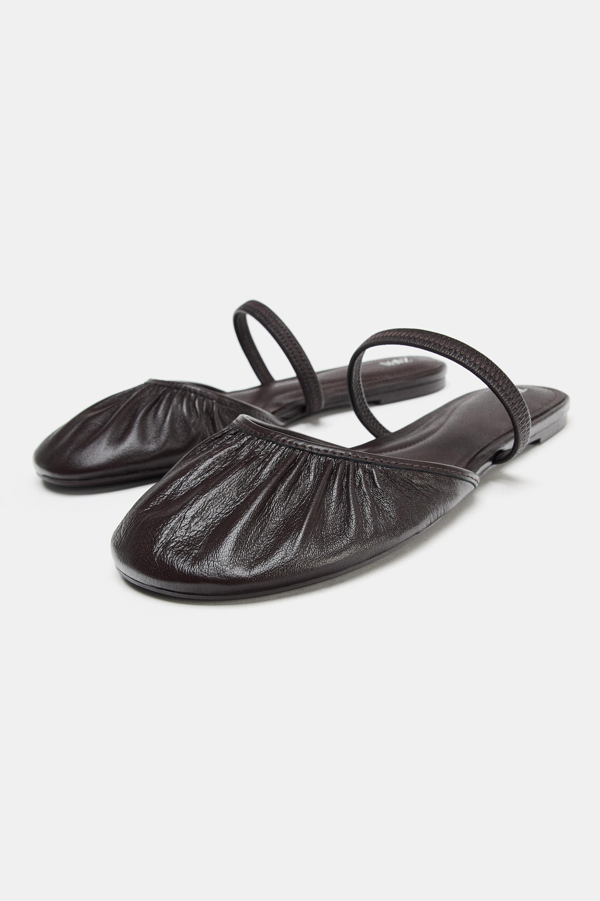 BALLERINES EN CUIR OUVERTES À L'ARRIÈRE